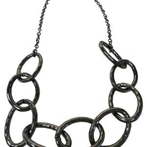 Gunmetal Oversized Chain Link Statement Necklace Chunky Modern Jewelry